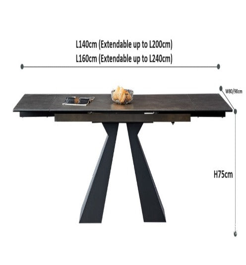 [S08] Italian High-End Extendable Stone Dining Table (Matt)