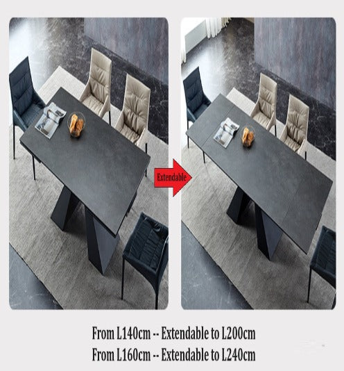 [S08] Italian High-End Extendable Stone Dining Table (Matt)