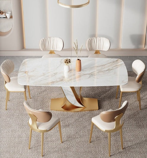 [S14] Luxurious Italian Wave-Style Sintered Stone Dining Table