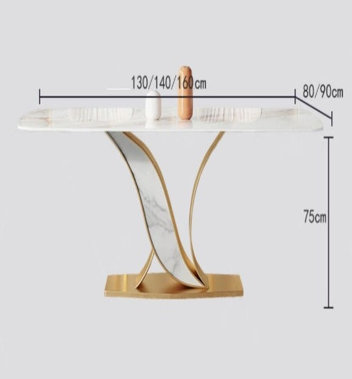 [S14] Luxurious Italian Wave-Style Sintered Stone Dining Table