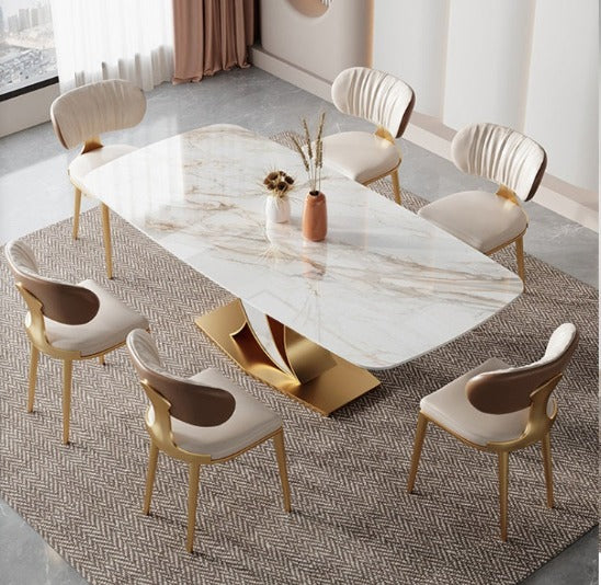 [S14] Luxurious Italian Wave-Style Sintered Stone Dining Table