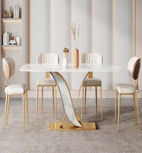 [S14] Luxurious Italian Wave-Style Sintered Stone Dining Table