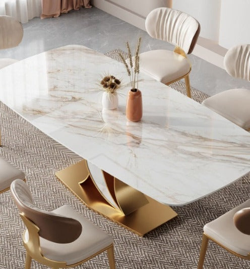 [S14] Luxurious Italian Wave-Style Sintered Stone Dining Table