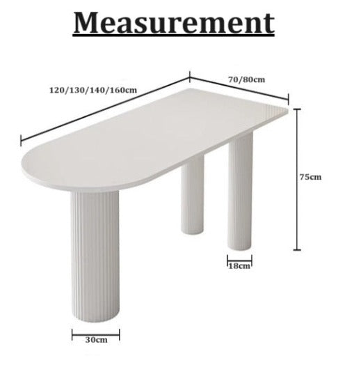 [S27] Semi-Circular Stone Island Home Dining Table & Chairs