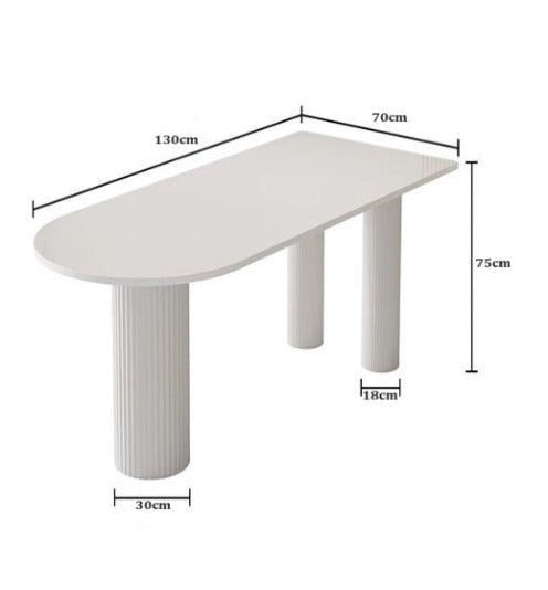 [S27] Semi-Circular Stone Island Home Dining Table & Chairs