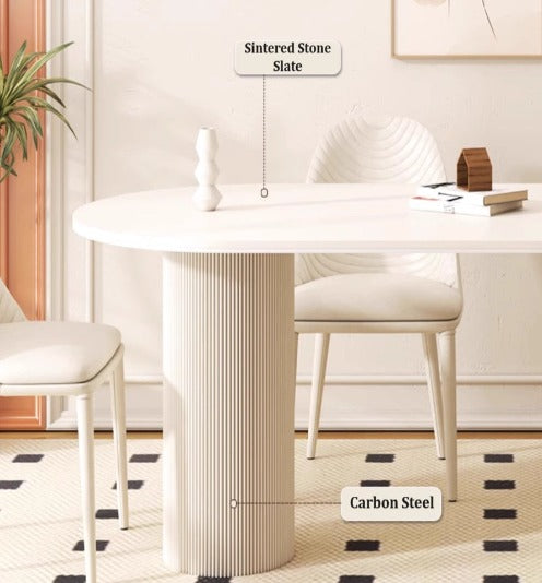 [S27] Semi-Circular Stone Island Home Dining Table & Chairs