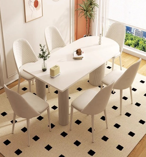 [S27] Semi-Circular Stone Island Home Dining Table & Chairs