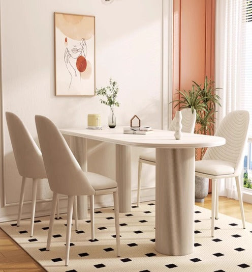 [S27] Semi-Circular Stone Island Home Dining Table & Chairs