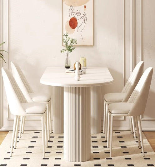 [S27] Semi-Circular Stone Island Home Dining Table & Chairs