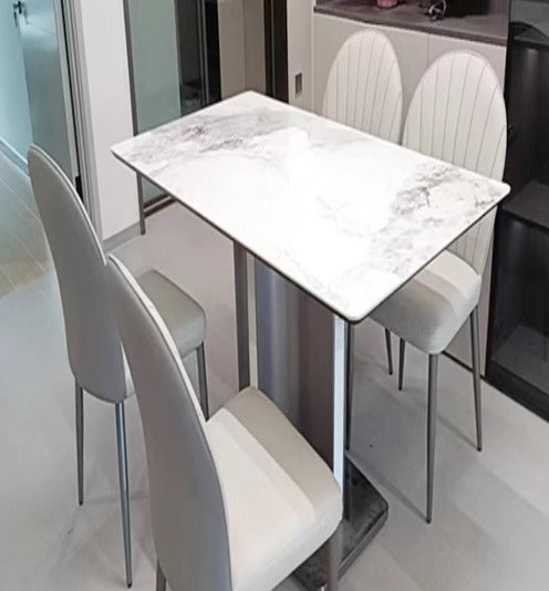 [S39] Modern Italian-Style Slate Dining Table with Chairs