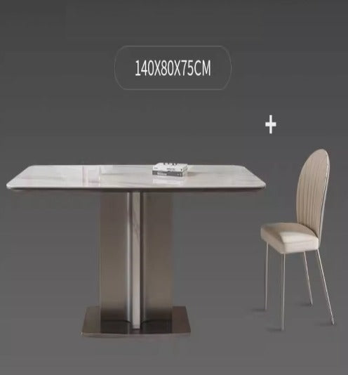 [S39] Modern Italian-Style Slate Dining Table with Chairs