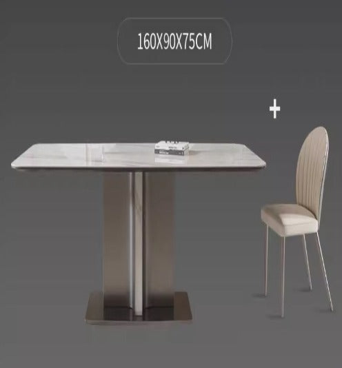 [S39] Modern Italian-Style Slate Dining Table with Chairs