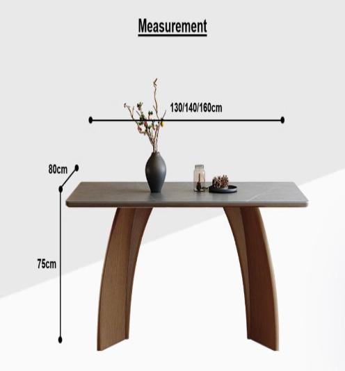 [S45] Retro-Style Solid Wood Dining Table with Sintered Stone Top