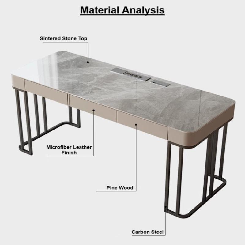 [S50] Aurora Sintered Stone Study Table in Italian Style