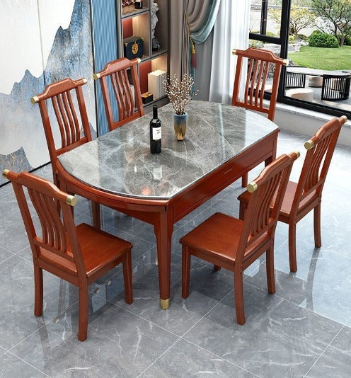 [W05] Convertible Solid Wood Dining Table with chairs