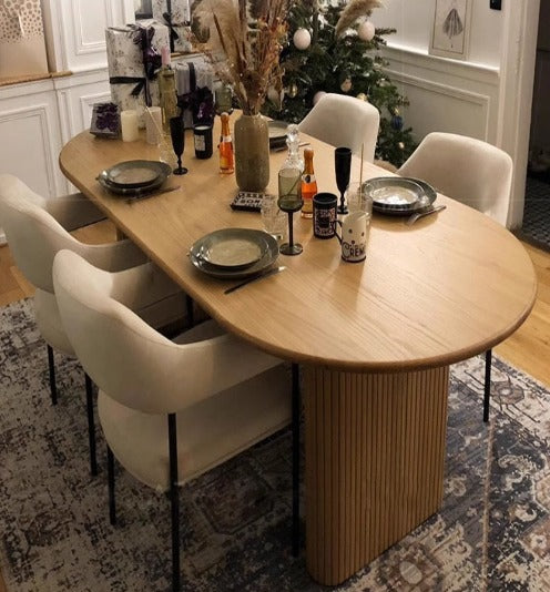 [W22] Minimalist Oval Solid Wood Dining Table