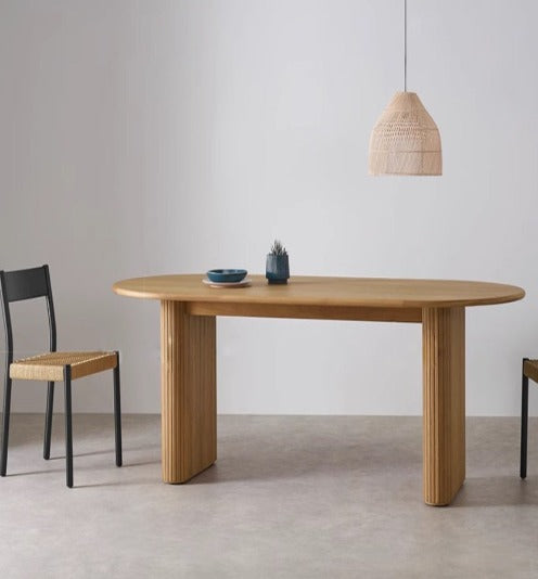 [W22] Minimalist Oval Solid Wood Dining Table