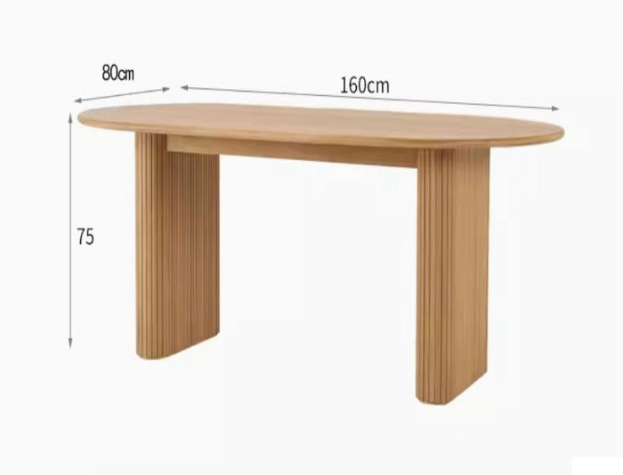 [W22] Minimalist Oval Solid Wood Dining Table