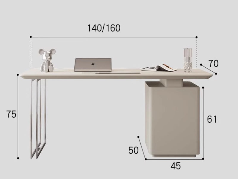 [W27] Luca Study Table with Side Cabinet in Italian Style