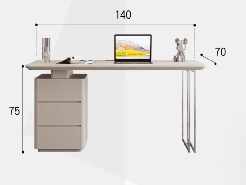 [W27] Luca Study Table with Side Cabinet in Italian Style