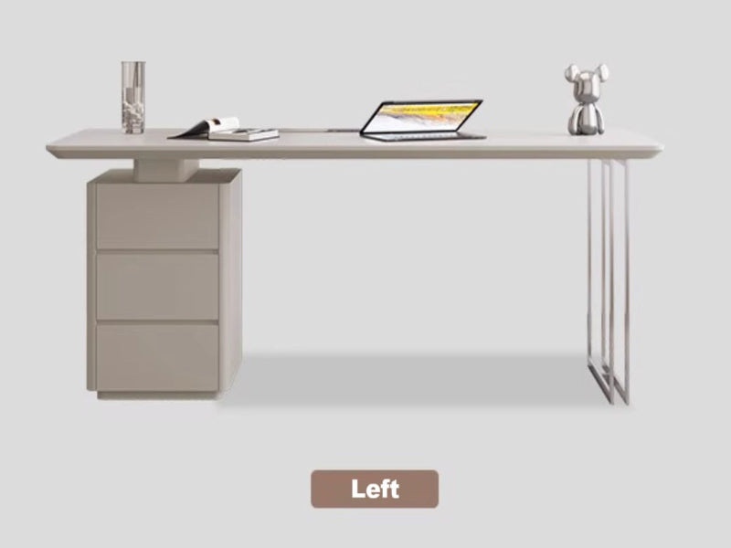 [W27] Luca Study Table with Side Cabinet in Italian Style