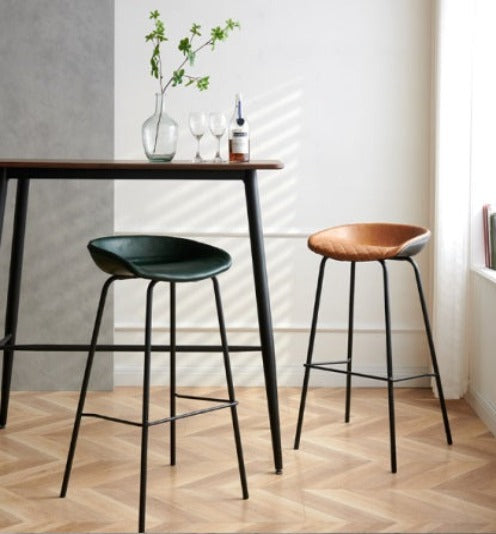 [C09] Modern Nordic Leather Bar Stool