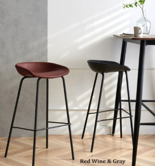 [C09] Modern Nordic Leather Bar Stool