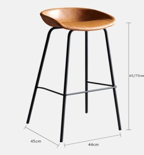 [C09] Modern Nordic Leather Bar Stool