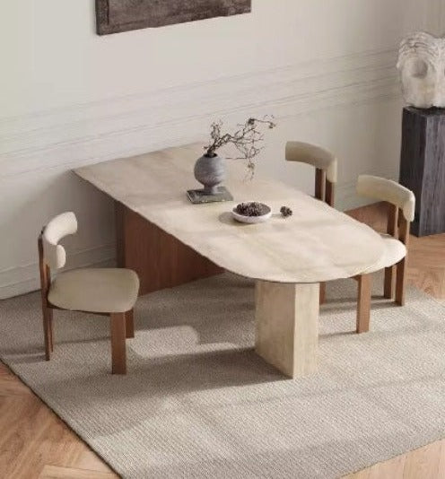 Luxury Vintage Solid Wood Dining Table with Sintered Stone Slab