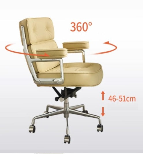 [C03] Ergonomic Upholstered Leather Swivel Chair