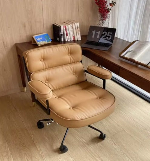 [C03] Ergonomic Upholstered Leather Swivel Chair