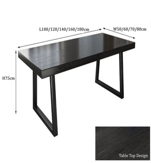 [W18] Nordic Solid Wood Black Computer Desk Office Table Meeting Desk