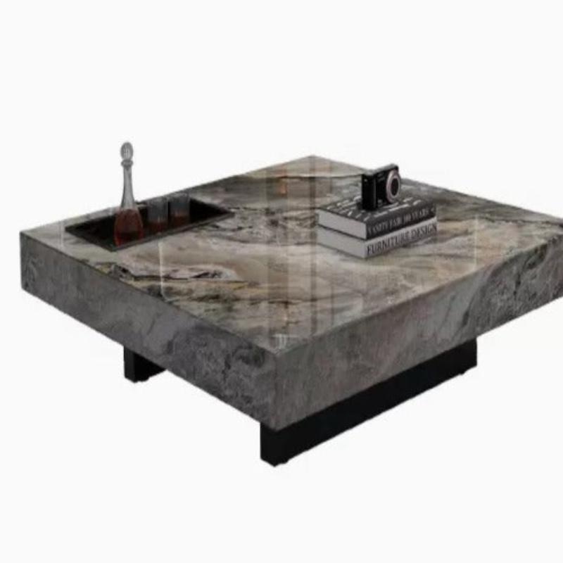 [A02] Italian Minimalist Luxury Modern Rectangular Marble Coffee Table