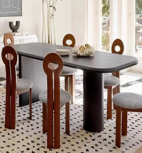 [W10] Minimalist Stylish Modern Black Solid Wood Dining Table