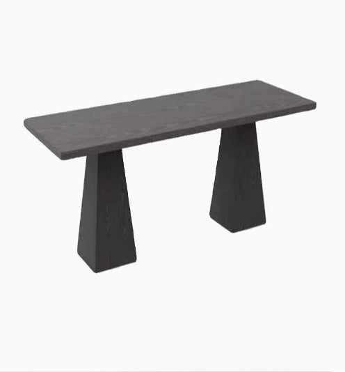 [W15] Wabi-Sabi Inspired Charcoal Black Solid Wood Dining Table