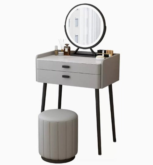 [A06] Luxurious Minimalist Stone Slab Solid Wood Dressing Table