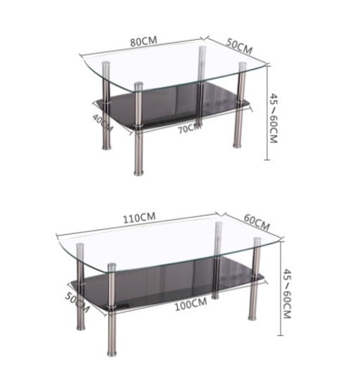 [A28] Simple Modern Rectangular Tempered Glass Coffee Table