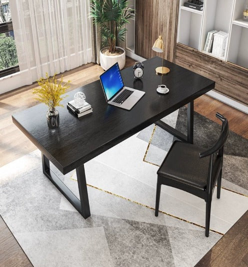 [W18] Nordic Solid Wood Black Computer Desk Office Table Meeting Desk