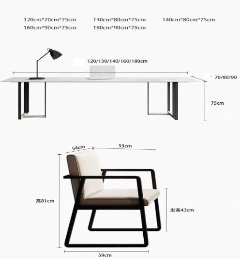 [S01] Italian Light Luxury White Sintered Stone Slab Study Table